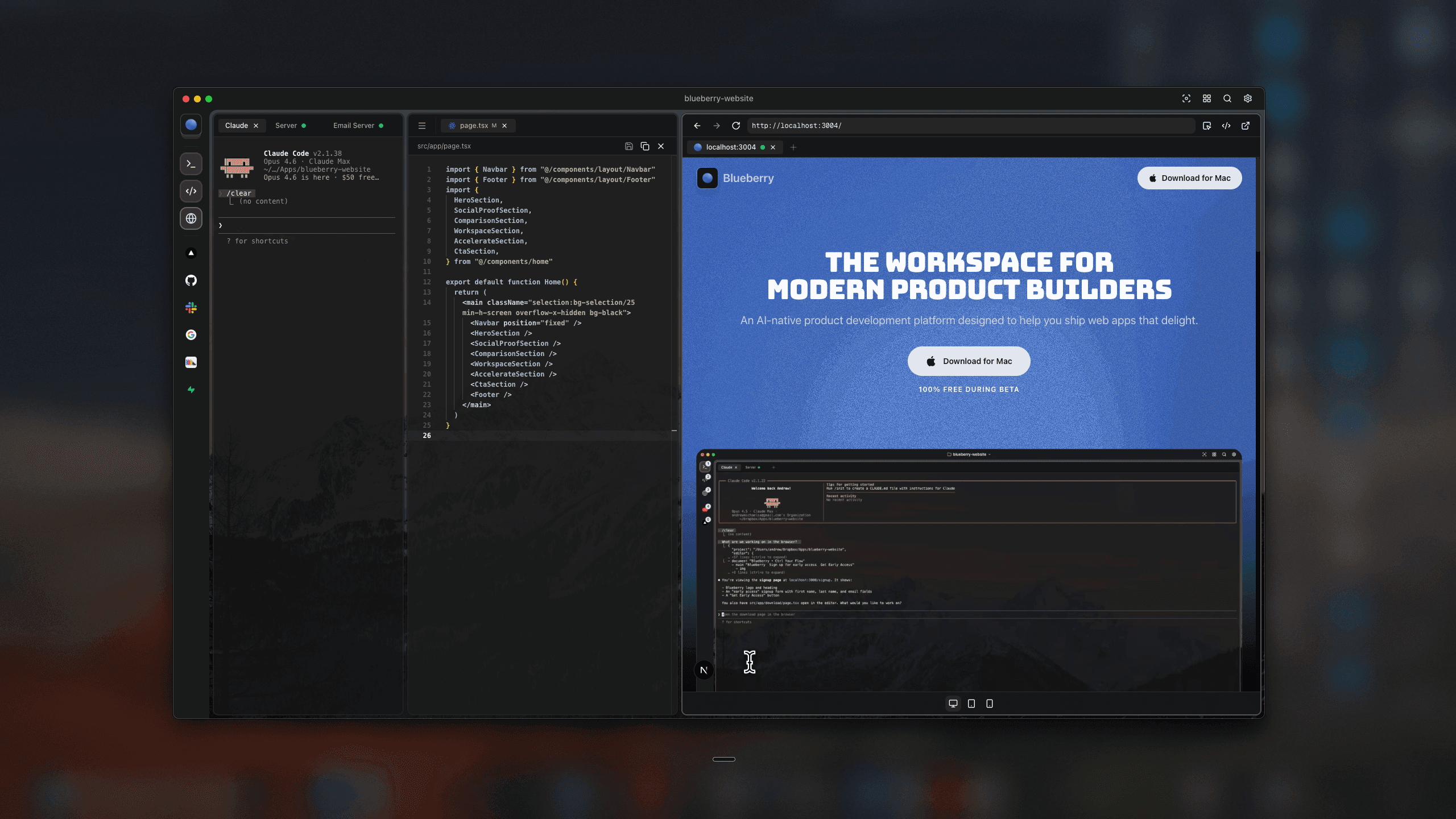 Blueberry's all-in-one workspace